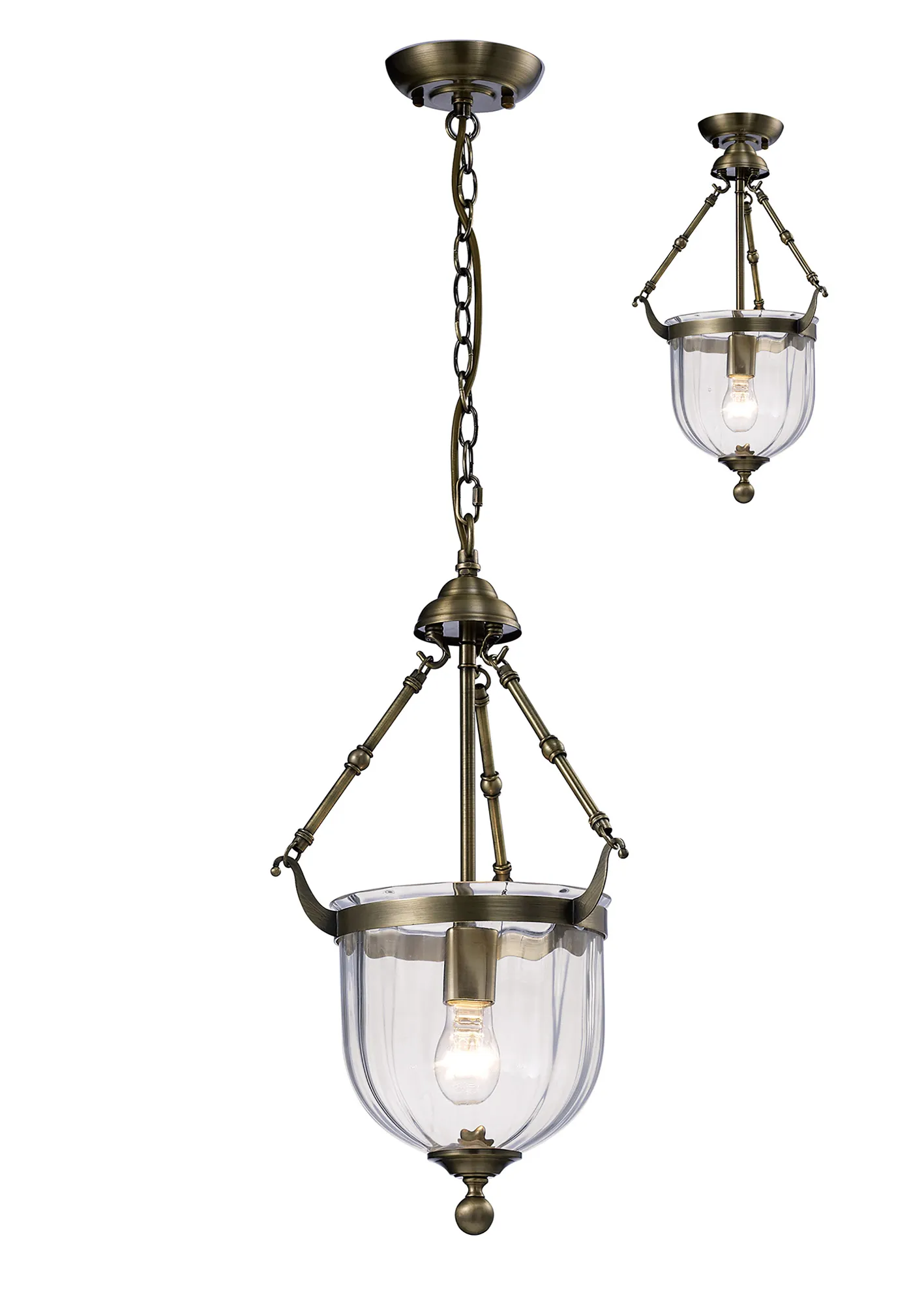 IL31075  Aubrey Glass Pendant 1 Light Antique Brass